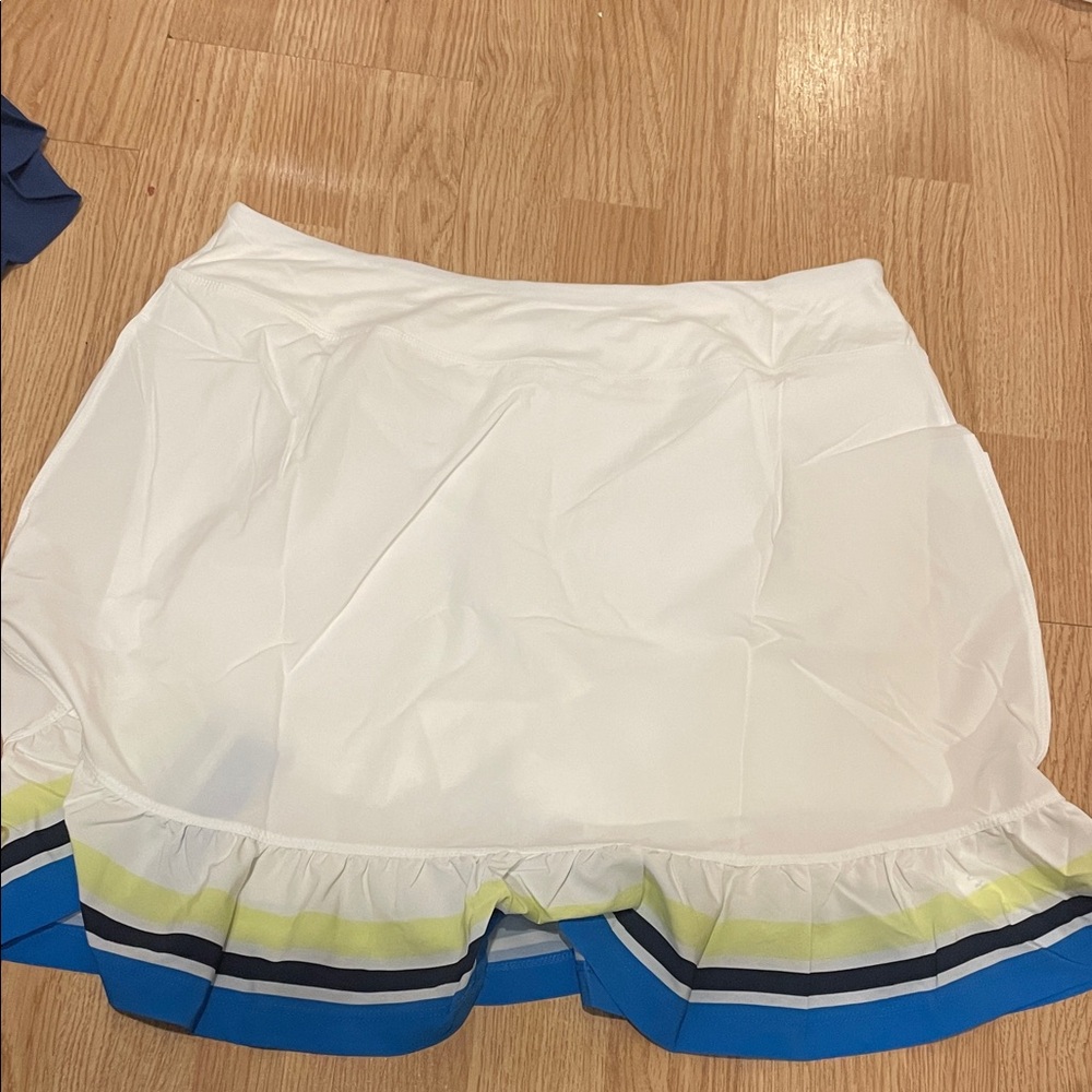 NWT Addison Bay White Skirt with Blue and Yellow Accents